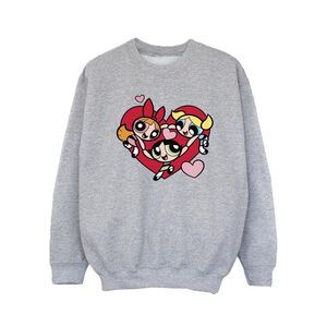 The Powerpuff Girls Girls Holding Hands Heart Sweatshirt / Sport Grey